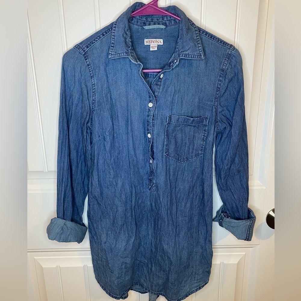 Merona Denim 3/4 sleeve oversized top - Picture 2 of 7